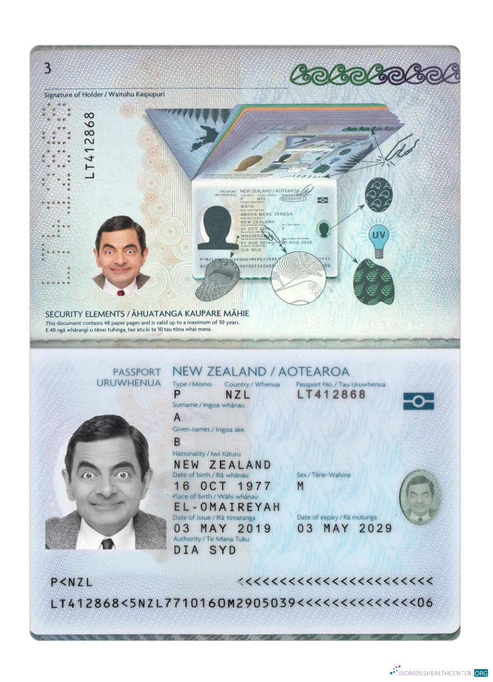 Download New Zealand passport 2019 present Photoshop template